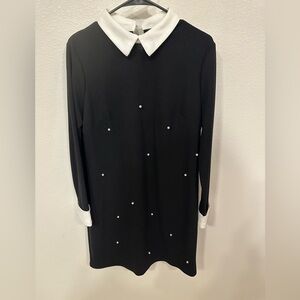 SHEIN Black Dress with White Collar and Cuffs